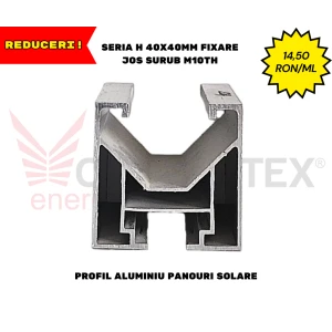 PROFIL ALUMINIU PANOURI SOLARE SERIA H 40X40MM, FIX. JOS SURUB M10TH