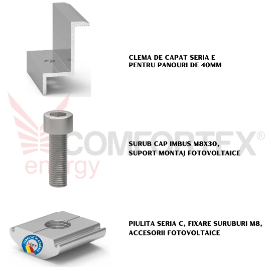 SET CLEMA CAPAT SERIA E, FIXARE PANOURI DE 40MM (N8C)