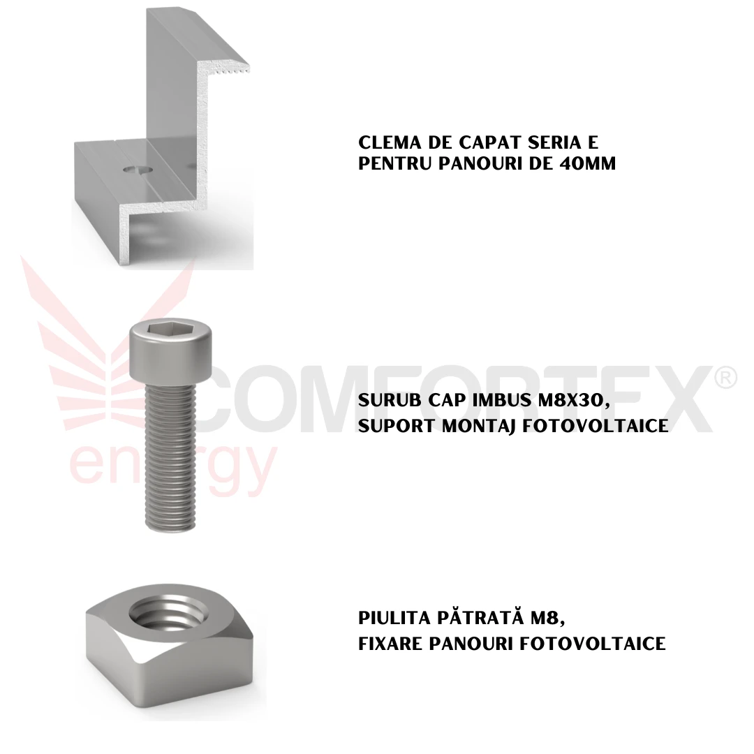 SET CLEMA CAPAT SERIA E, FIXARE PANOURI DE 40MM (N8S)