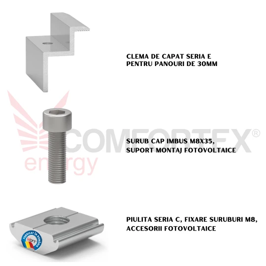 SET CLEMA CAPAT SERIA E, FIXARE PANOURI DE 30MM (N8C)