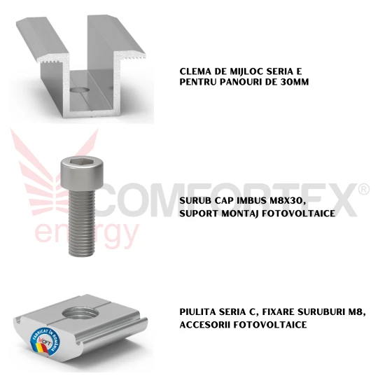 SET CLEMA MIJLOC SERIA E, FIXARE PANOURI DE 30MM (N8C)