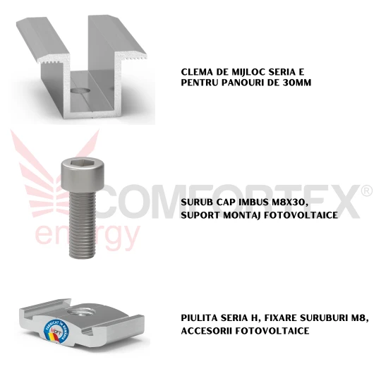 SET CLEMA MIJLOC SERIA E, FIXARE PANOURI DE 30MM (N8H)