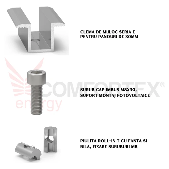SET CLEMA MIJLOC SERIA E, FIXARE PANOURI DE 30MM (N8R)