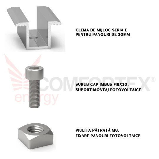 SET CLEMA MIJLOC SERIA E, FIXARE PANOURI DE 30MM (N8S)