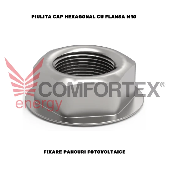 PIULITA CAP HEXAGONAL CU FLANSA M10, FIXARE PANOURI FOTOVOLTAICE