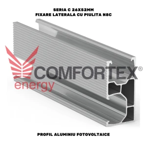 PROFIL ALUMINIU FOTOVOLTAICE SERIA C 26X52MM, FIX. LATERALA N8C