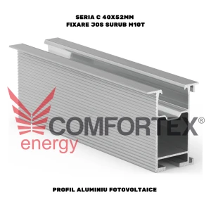 PROFIL ALUMINIU FOTOVOLTAICE SERIA C 40X52MM, FIX. JOS SURUB M10T