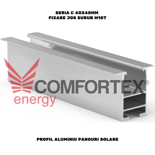PROFIL ALUMINIU PANOURI SOLARE SERIA C 40X40MM, FIX. JOS SURUB M10T