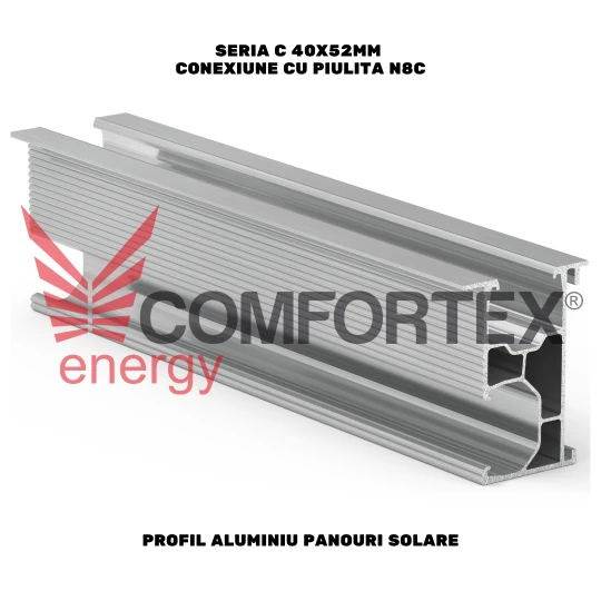 PROFIL ALUMINIU PANOURI SOLARE, SERIA C 40X52MM CONEXIUNE CU N8C