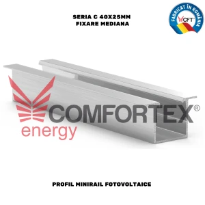 PROFIL MINIRAIL FOTOVOLTAICE SERIA C 40X25MM, FIX. MEDIANA
