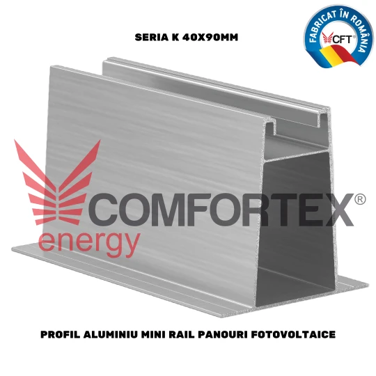 PROFIL ALUMINIU MINI RAIL PANOURI FOTOVOLTAICE, SERIA K 40X90MM 