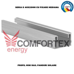 PROFIL MINI RAIL PANOURI SOLARE, SERIA K 40X25MM, FIX. MEDIANA