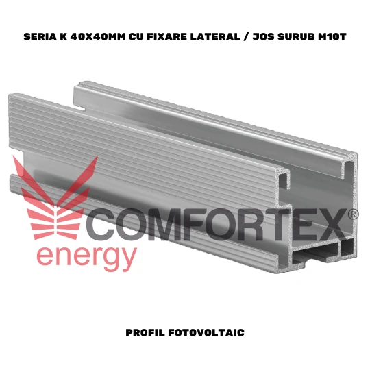  PROFIL FOTOVOLTAIC SERIA K 40X40MM, FIX. LATERAL-JOS SURUB M10T