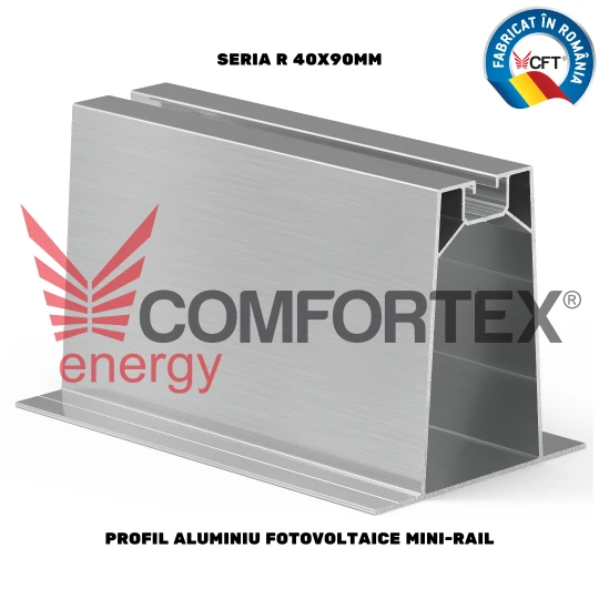 PROFIL MINI-RAIL ALUMINIU FOTOVOLTAICE, SERIA R 40X90MM