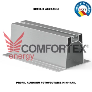 PROFIL ALUMINIU FOTOVOLTAICE MINI-RAIL, SERIA R 40X60MM