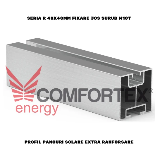 PROFIL PANOURI SOLARE EXTRA RANFORSARE, SERIA R 40X40MM FIX. JOS M10T