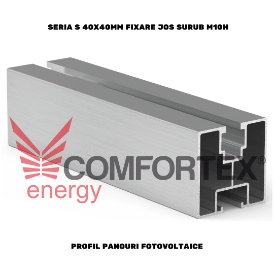 PROFIL PANOURI FOTOVOLTAICE SERIA S 40X40MM, FIX. JOS SURUB M10H 