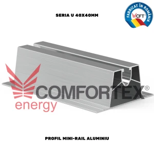 PROFIL MINI-RAIL ALUMINIU, SERIA U 40X40MM
