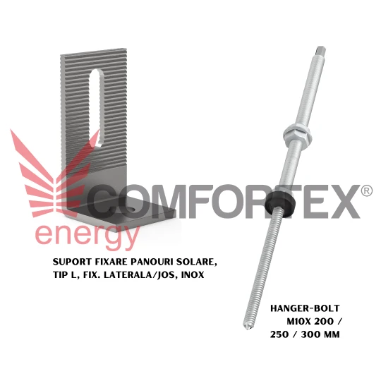 KIT SURUB TIP ANCORA M10 + ADAPTOR L INOX, PRINDERE FOTOVOLTAICE