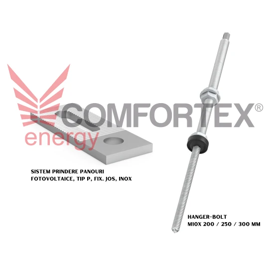 KIT SURUB TIP ANCORA M10 + ADAPTOR P INOX, PRINDERE FOTOVOLTAICE