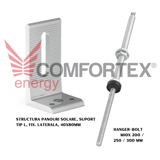 KIT SURUB TIP ANCORA M10 + SUPORT L ALUMINIU, FIX. FOTOVOLTAICE