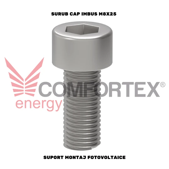 SURUB CAP IMBUS M8X25, SUPORT MONTAJ FOTOVOLTAICE