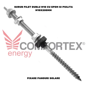 SURUB DE FIXARE PANOURI SOLARE, FILET DUBLU M10 CU EPDM SI PIULITA