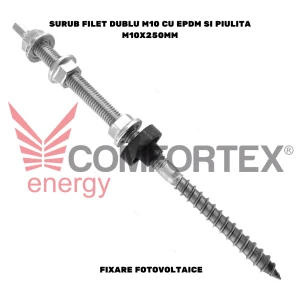 SURUB DE FIXARE FOTOVOLTAICE, FILET DUBLU M10 CU EPDM SI PIULITA