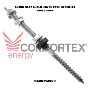 SURUB FIXARE PANOURI, FILET DUBLU M10 CU EPDM SI PIULITA