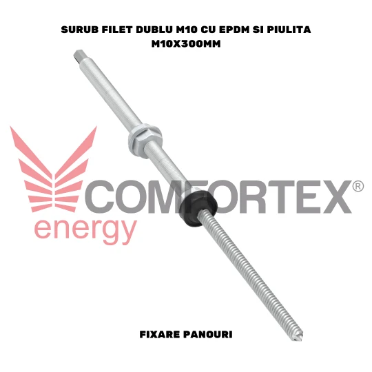 SURUB FIXARE PANOURI, FILET DUBLU M10 CU EPDM SI PIULITA